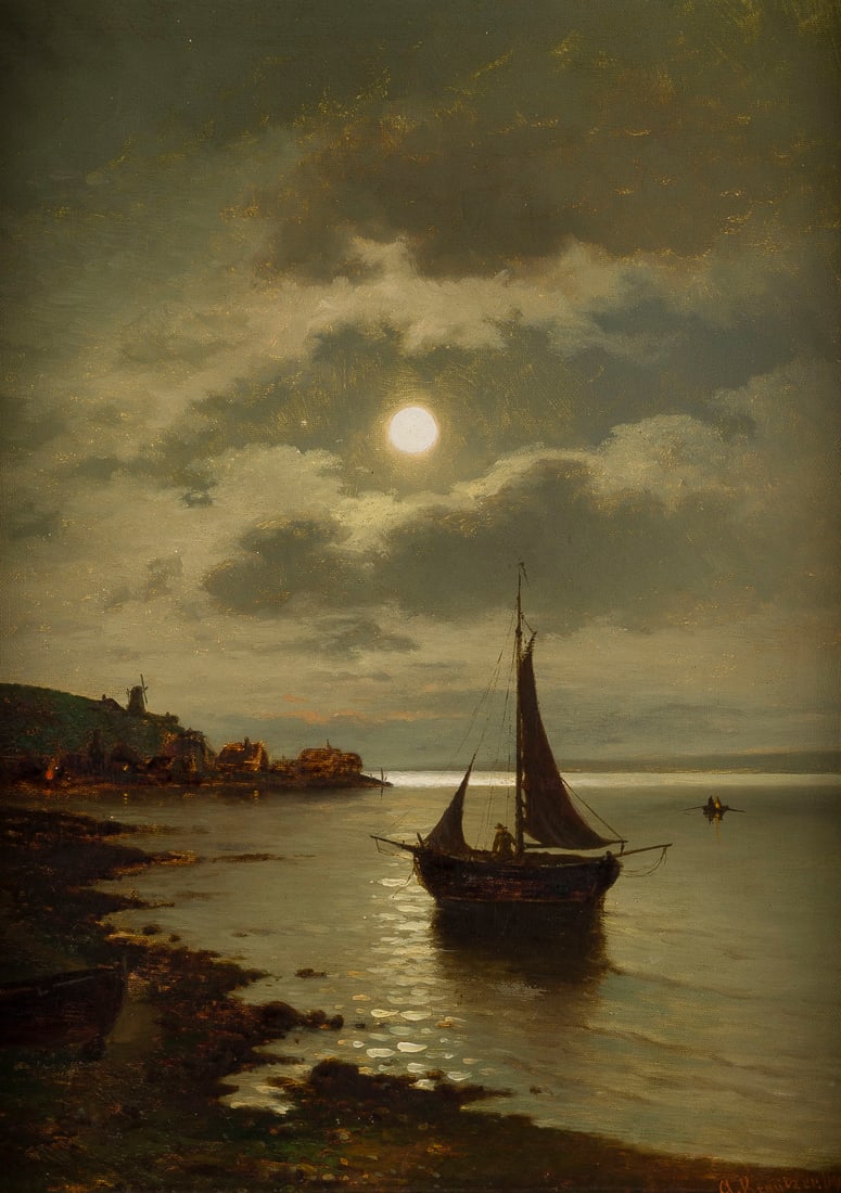 ALEXANDRE FERDINAND KREUTZER | MONDSCHEINLANDSCHAFT, 1892 (1 of 1)