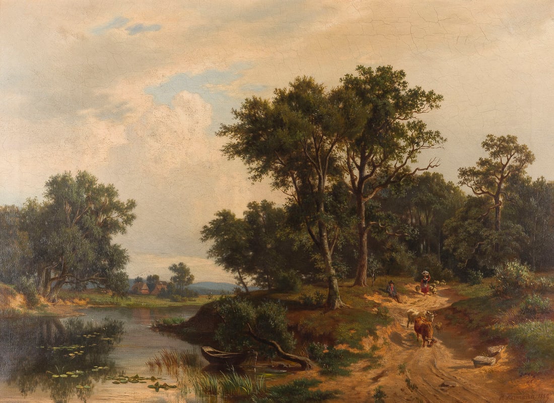 HANS HERMANN | LÄNDLICHER WEG AM FLUSSUFER, 1859 (1 of 2)