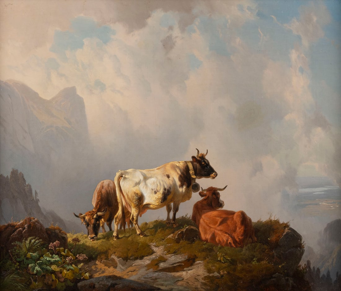 FRIEDRICH VOLTZ | RINDER VOR GEBIRGSLANDSCHAFT, 1850 (1 of 1)