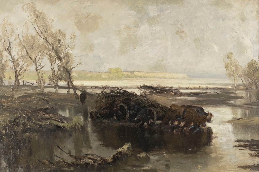 JOSEF WENGLEIN | FRÜHLINGSLNDSCHAFT MIT OCHSENWAGEN (1 of 1)