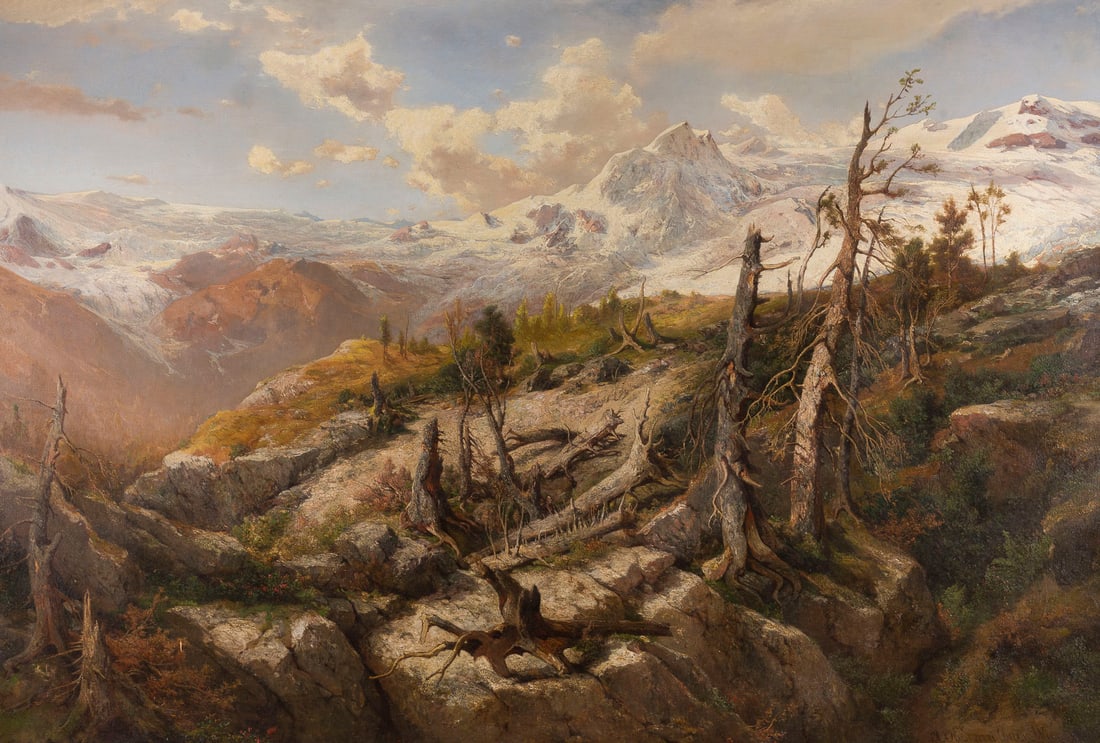 ADOLF OBERMÜLLNER | WINDBRUCH IN DER GROSSVENEDIGERGRUPPE: ADOLF OBERMÜLLNER 1833 Wels - 1898 Wien WINDBRUCH IN DER GROSSVENEDIGERGRUPPE Öl auf Leinwand, doubliert. 108 x 158 cm (R. 120 x 170 cm). Unten rechts signiert und unleserlich datiert