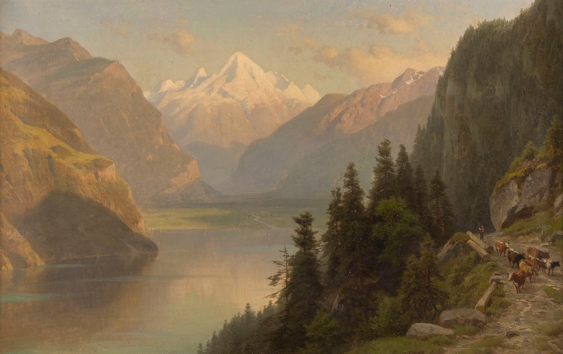 PAUL WEBER | LANDSCHAFT MIT BERGSEE, 1868: a