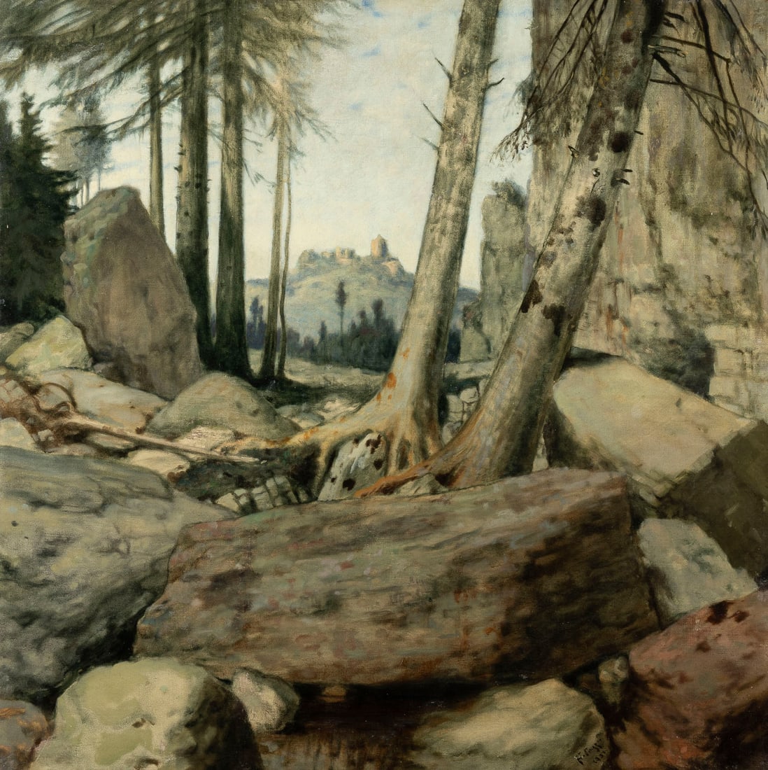 EDMUND STEPPES | FELSIGE WALDLICHTUNG MIT BLICK AUF EINE BU (1 of 1)