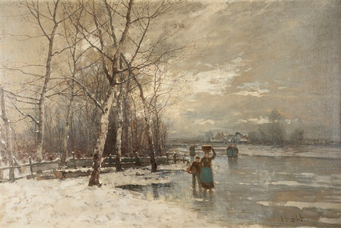 JOHANN JUNGBLUT | WINTERLANDSCHAFT MIT BAUERN AUF DEM EIS (1 of 1)