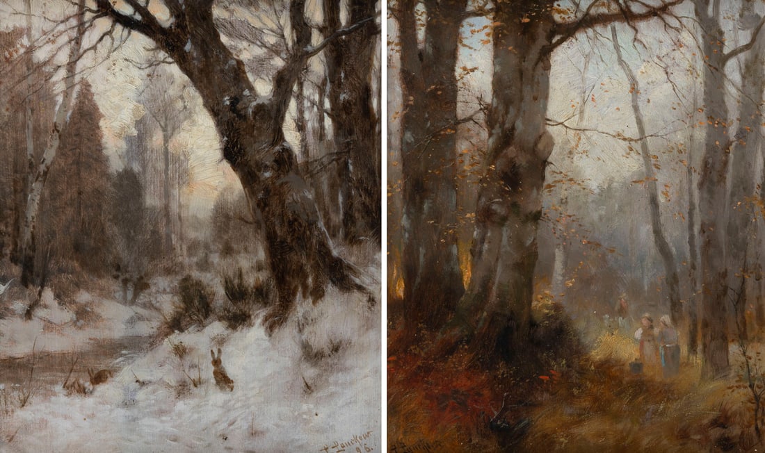 LUDWIG LANCKOW | PAAR LANDSCHAFTEN: 'WINTERABEND', 'WALDINT (1 of 5)