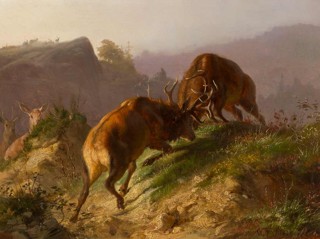 CARL FRIEDRICH DEIKER | KÄMPFENDE HIRSCHE (1 of 1)