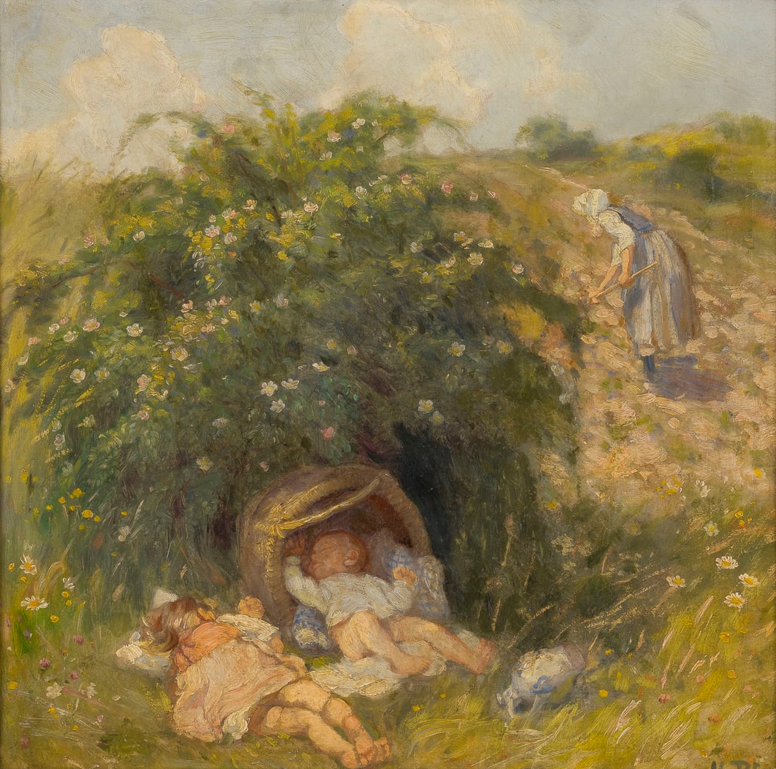 HEINRICH PFORR | SOMMERLANDSCHAFT MIT ARBEITENDER MUTTER UN (1 of 1)