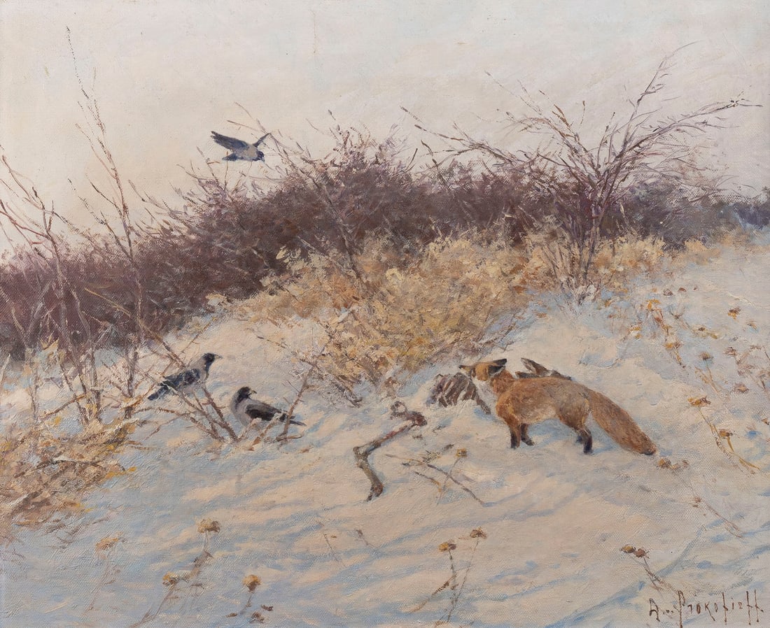 DIMITRI VON PROKOFIEFF | FUCHS UND KRÄHEN IM SCHNEE, 1947 (1 of 1)