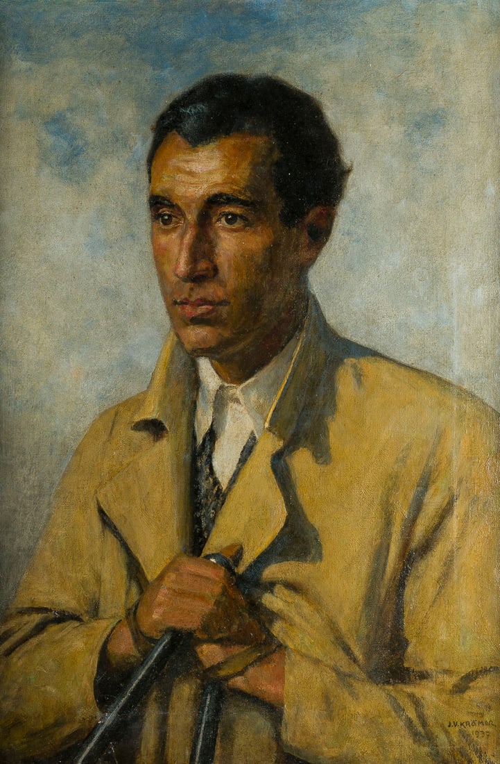 JOHANN VICTOR KRÄMER | HERRENPORTRAIT, 1937: JOHANN VICTOR KRÄMER 1861 Adamsthal - 1949 Wien HERRENPORTRAIT, 1937 Öl auf Leinwand. 68.5 x 46 cm (R. 71.5 x 49 cm). Signiert und datiert unten rechts. Rahmen.JOHANN VICTOR KRÄMER 1861 Adamsthal