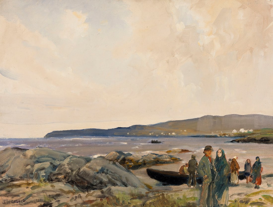 JAMES HUMBERT CRAIG | HAFENSZENE IN CUSHENDUN, UM 1930: JAMES HUMBERT CRAIG 1878 Belfast - 1944 HAFENSZENE IN CUSHENDUN, um 1930 Öl auf Leinwand. 38,5 x 50,5 cm (R. 51 x 64 cm). Unten links signiert. Verso: mit Fleistift unleserlich bezeichnet. Vorliegt