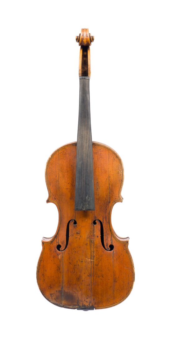 | VIOLINE BEZ. 'R. GLADSTONE': VIOLINE BEZ. 'R. GLADSTONE' Wohl England, 19. Jh. Einteilige Fichtenholzdecke und Ahornboden, braun-rötlicher Lack. 4/4 Geige, L. 59,2, Korpusl. 35,4 cm. Geigenzettel: 'Altered to improve tone by R.
