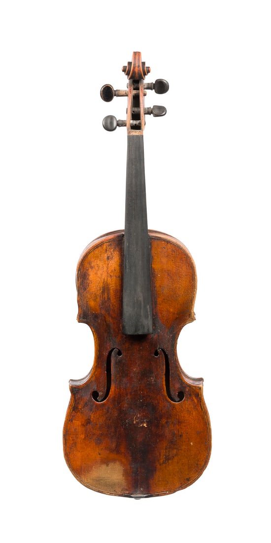 | VIOLINE 'STEPHAN MÜHLBAUER': VIOLINE 'STEPHAN MÜHLBAUER' Deutsch, Ende 19. Jh. Zweiteilige Fichtenholzdecke und einteiliger Ahornboden, dunkelbrauner Lack. 4/4 Geige, L. 60 cm, Korpusl. 36 cm. Boden gemarkt 'K V SL WAS. K, FR