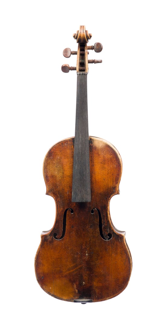 | VIOLINE: VIOLINE 19./20. Jh. Zweiteilige Fichtenholzdecke und geflammter Ahornboden, brauner Lack. 4/4 Geige, L. 60 cm, Korpusl. 35,5 cm. Ohne Saiten, Steg, Saitenhalter. Provenienz: Privatsammlung Münster.VI