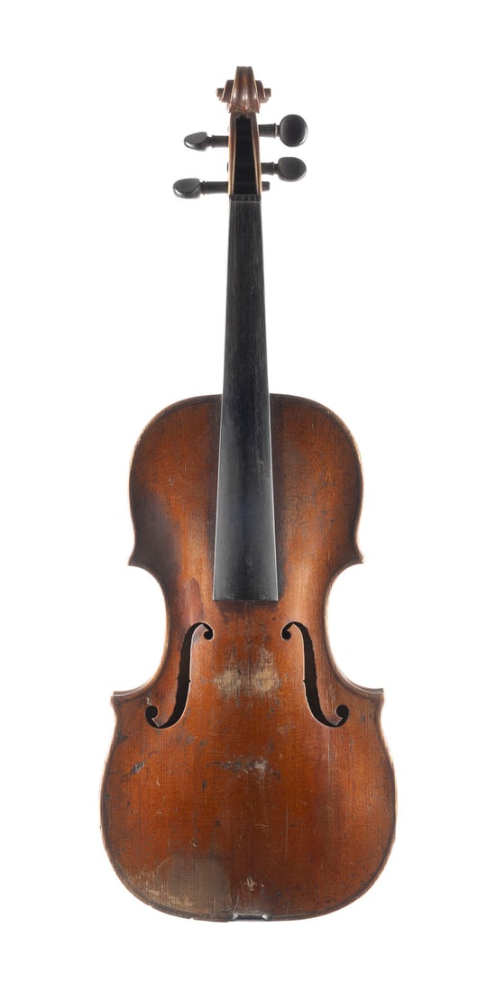 | VIOLINE WOHL CASPAR HOPF: VIOLINE WOHL CASPAR HOPF Wohl Klingenthal, 19. Jh. Zweiteilige Fichtenholzdecke und einteilige leicht geflammter Ahornboden, brauner Lack. 4/4 Geige, L. 59 cm, Korpusl. 35,4 cm. Ohne Geigenzettel.
