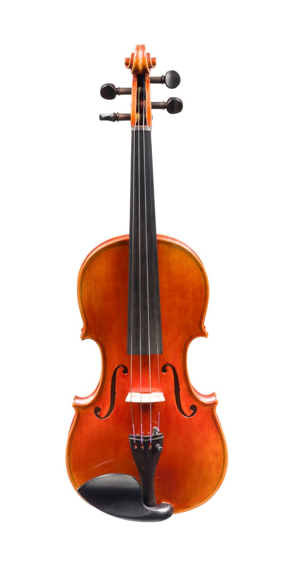 | VIOLINE: VIOLINE Rumänien, 20. Jh. Zweiteilige Fichtenholzdecke und Ahornboden, braun-oranger Lack. 4/4 Geige, L. 58,9 cm, Korpusl. 35,4 cm. Min. ber. Provenienz: Nachlass aus einer deutschen Geigenbauwerksta