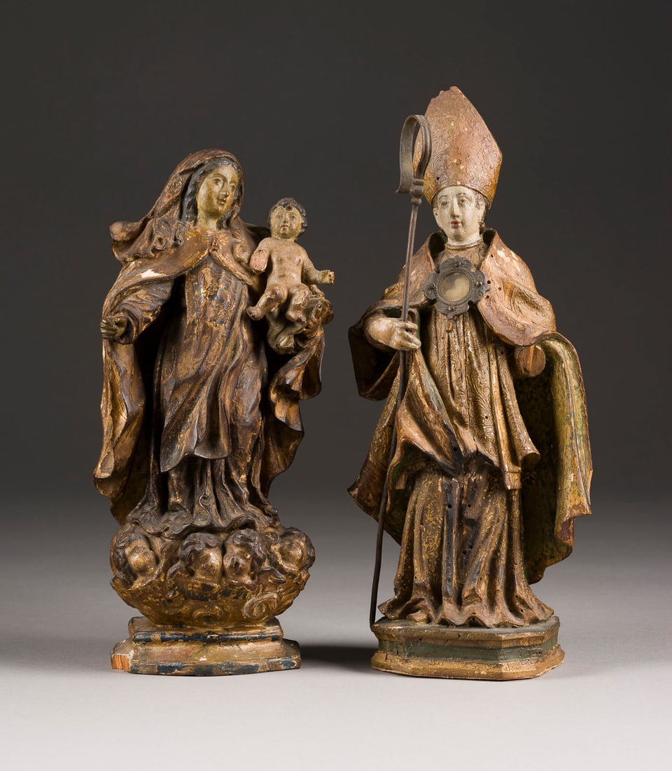 | ZWEI KLEINE FIGUREN: HEILIGER BISCHOF UND MARIA IMMACULA (1 of 1)
