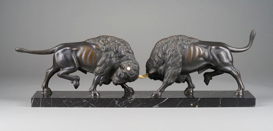 ALFRED MORET | ZWEI KÄMPFENDE WISENTE / BISONS (1 of 3)