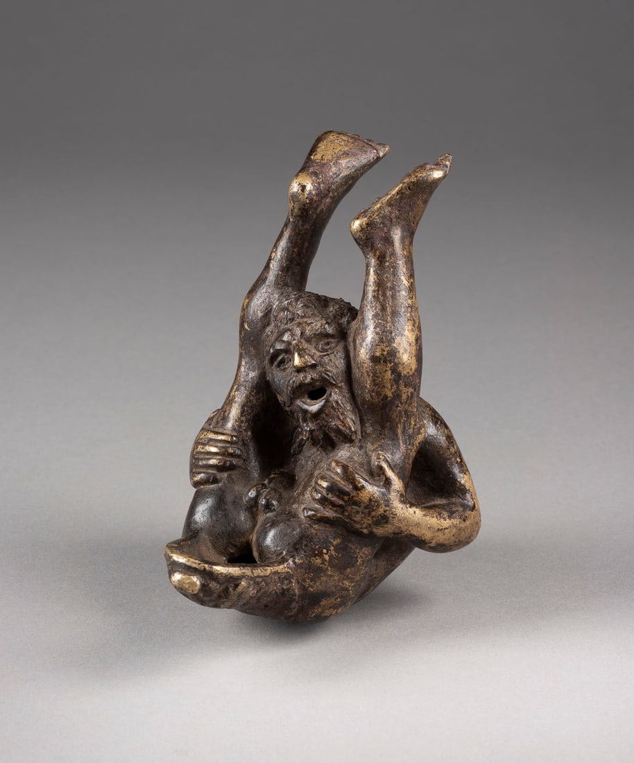 SEVERO CALZETTA DA RAVENNA | 'DIE AKROBATEN' (FIGÜRLICHE ÖL: SEVERO CALZETTA DA RAVENNA ca. 1465 Ravenna - ca. 1543 ebenda 'DIE AKROBATEN' (FIGÜRLICHE ÖLLAMPE) Padua, 16./17. Jahrhundert (vermutlich Werkstatt 'Acrobata') Bronze, dunkel natürlich patiniert, a