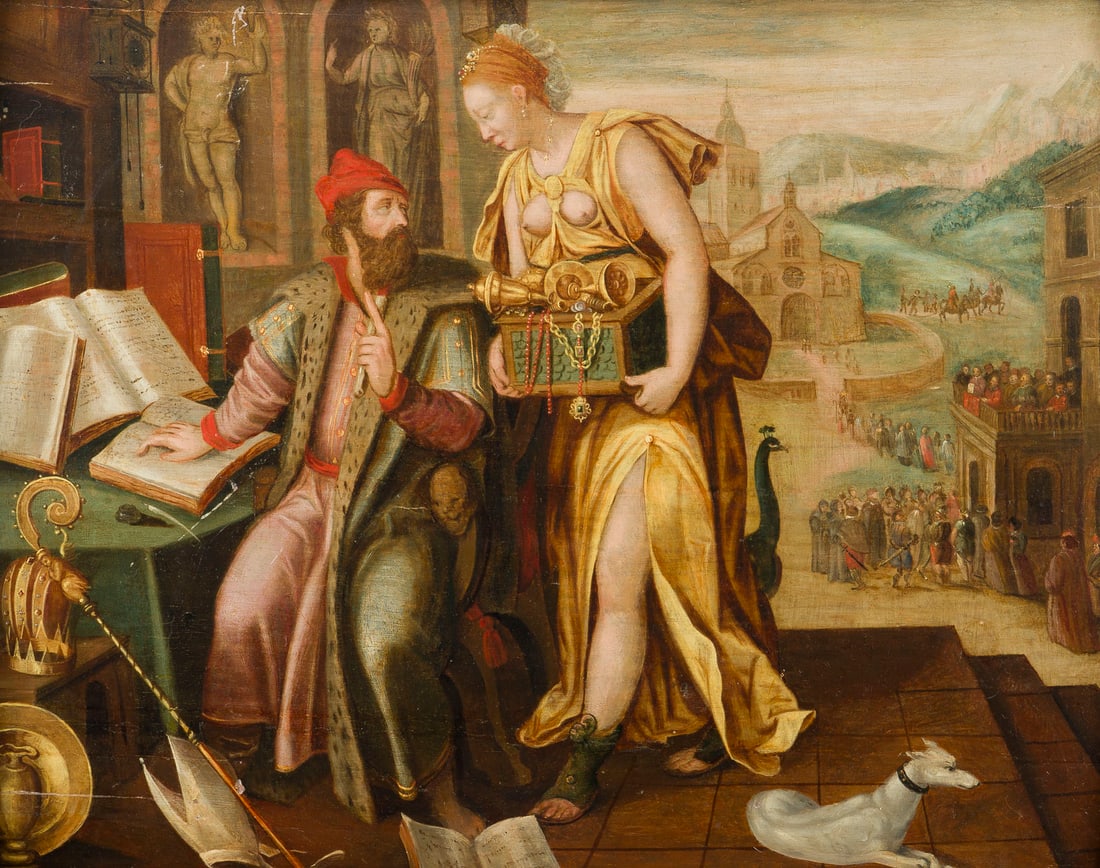 LUCA PENNI (ATTR.) | DAS TREFFEN VON KÖNIG SALOMON MIT DER (1 of 4)