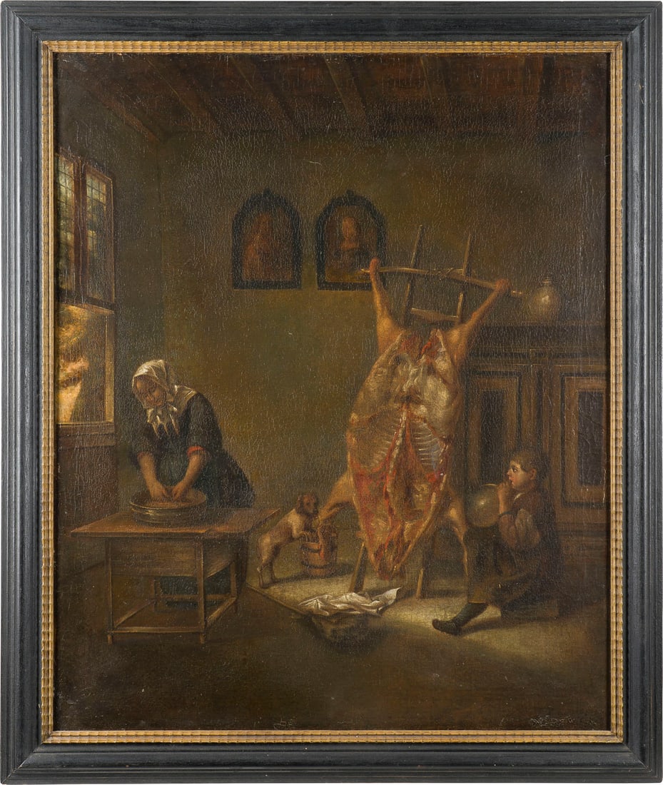 HENDRICK TEN OEVER (ATTR.) | INTERIEUR MIT SCHWEINESCHLACHT (1 of 4)