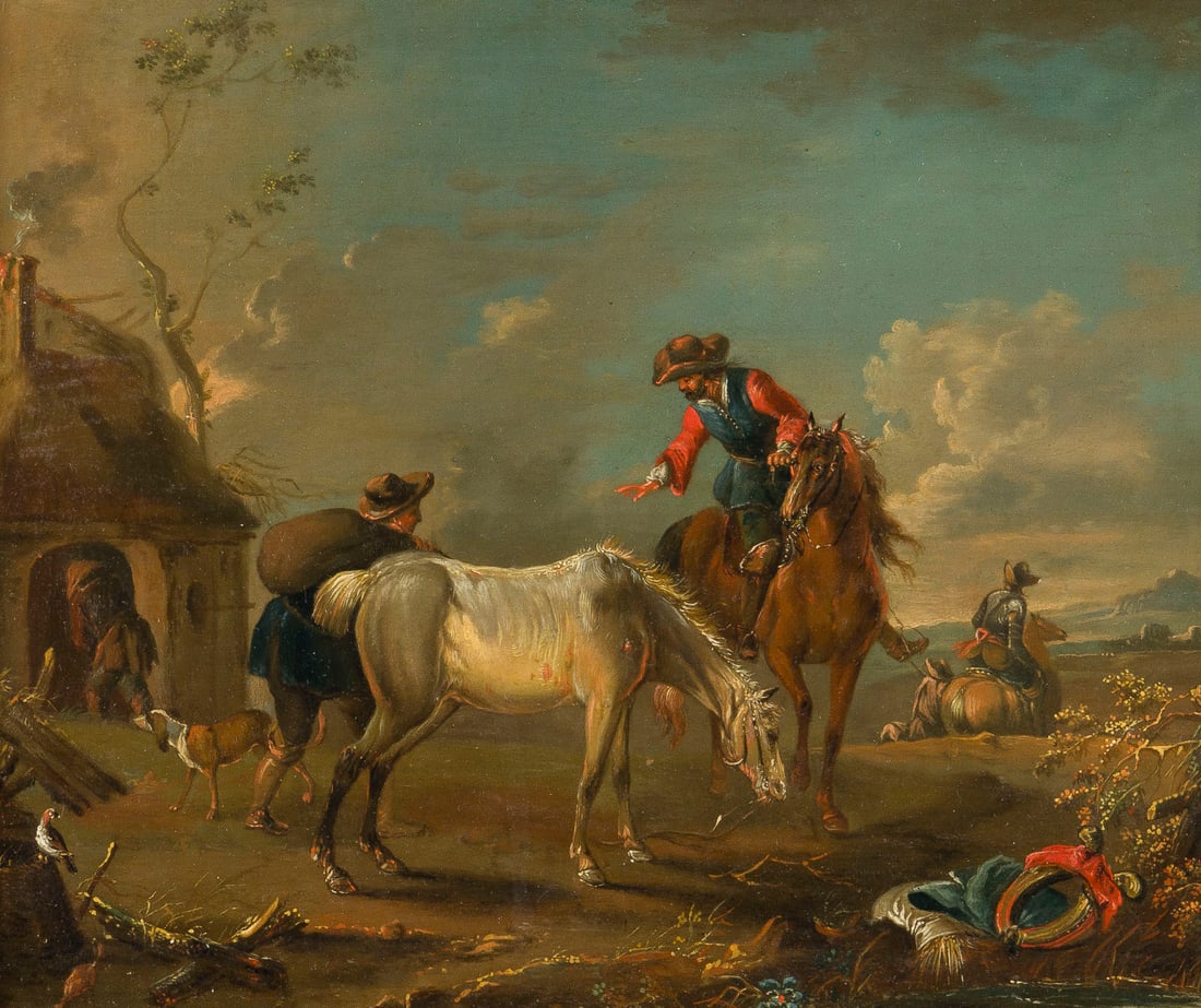 AUGUST QUERFURT (ATTR.) | PAAR GEMÄLDE: REITER UND BAUERN I (1 of 8)