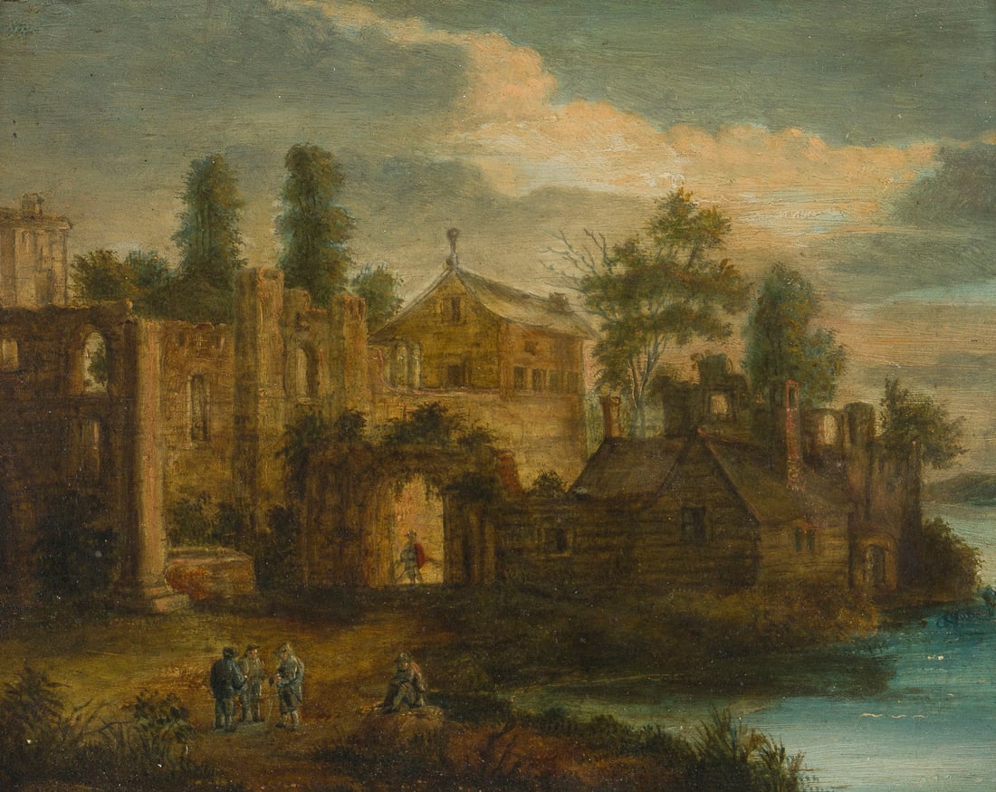 FLÄMISCHE SCHULE, UM 1700 | FLUSSLANDSCHAFT MIT BURGRUINE (1 of 4)