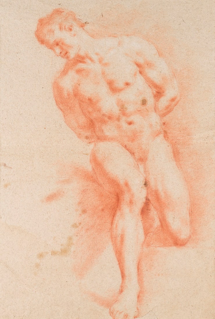 ITALIENISCHE SCHULE, UM 1600 | STUDIE EINES SITZENDEN MÄNNL (1 of 2)