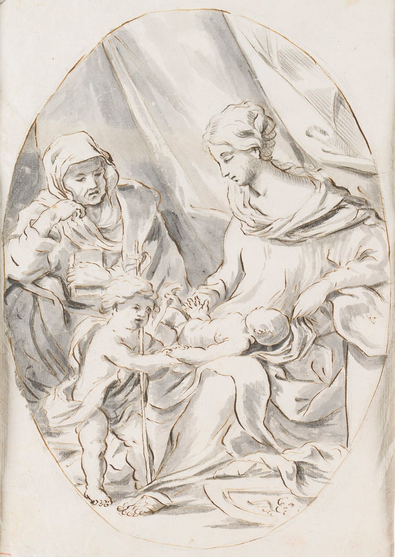 RÖMISCHE SCHULE IM UMKREIS VON CARLO MARATTA | HEILIGE FAMI (1 of 2)