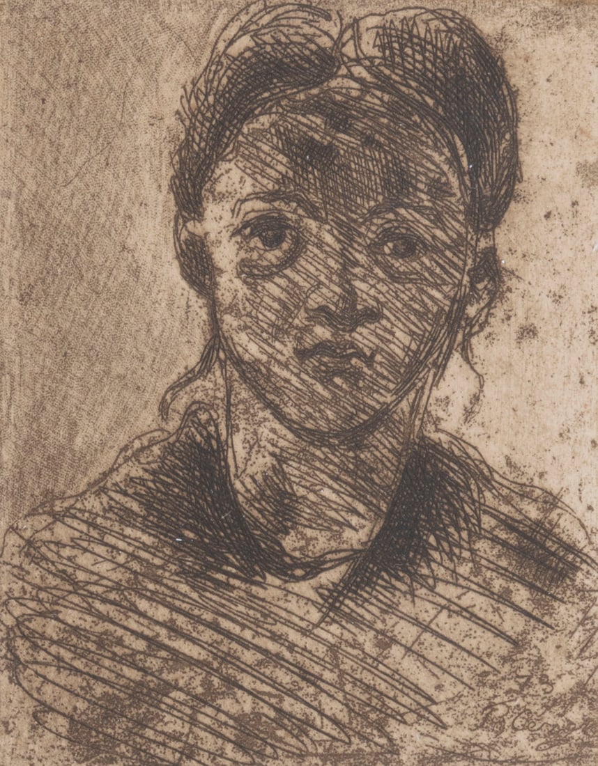 PAUL CEZANNE | 'TÊTE DE JEUNE FILLE' (1873): PAUL CEZANNE 1839 Aix-en-Provence - 1906 ebd. 'TÊTE DE JEUNE FILLE' (1873) Aquatinta-Radierung mit Roulette auf Papier, wohl aus der 1914 bei Vollard erschienenen Auflage. 12 x 9,5 cm (R. 36,5 x 31 x