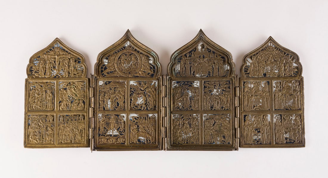 | BRONZE-TETRAPTYCHON MIT HOCHFESTEN DES ORTHODOXEN KIRCHENJAHRES (1 of 1)
