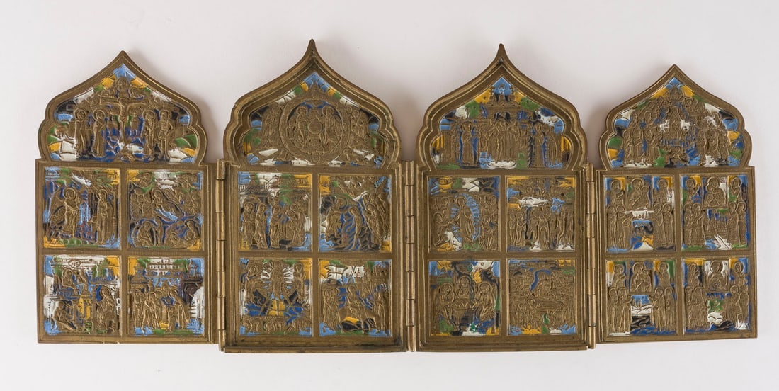 | BRONZE-TETRAPTYCHON MIT HOCHFESTEN DES ORTHODOXEN KIRCHENJAHRES (1 of 1)