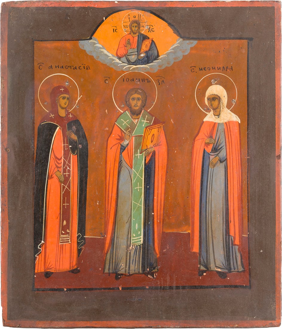 | PATRONATSIKONE MIT DEN HEILIGEN ANASTASIA, JOHANNES CHRYSOSTOMUS UND NEONILLA (1 of 1)