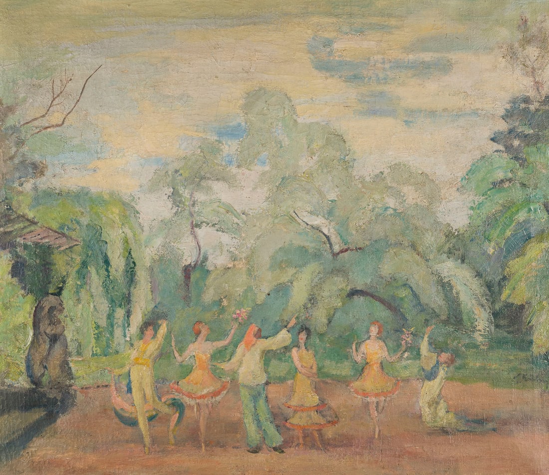 KURT KUEHN | FRUEHLINGSGARTEN: KURT KUEHN 1880 Dresden - 1957 Waging am See SPRING GARDEN Oil on canvas. F 77 x 87,5 cm. 78 x 67 cm. Signed centre right. Verso: signed and titled on the back of the frame moulding. Part. with craque