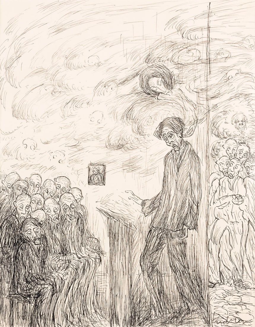 ALFRED KUBIN | OHNE TITEL: ALFRED KUBIN 1877 Leitmeritz/Boehmen - 1959 Wernstein am Inn UNTITLED Ink drawing on paper. Passe-partout 42 x 29.5 cm. Sheet size 28.2 x 22.2 cm. Signed at lower right 'Kubin'. With small tear at rig