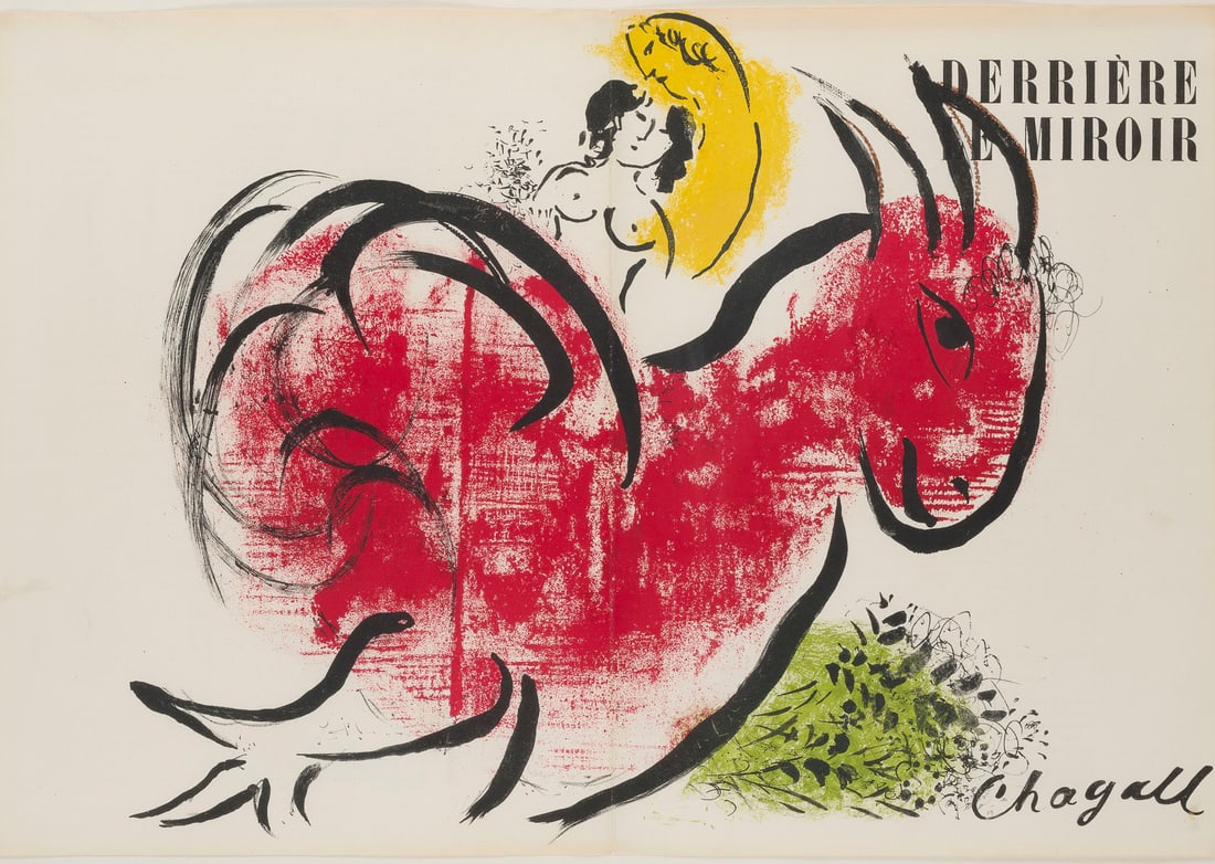 MARC CHAGALL | 'LE COQ ROUGE' (1952): MARC CHAGALL 1887 Witebsk - 1985 Paul de Vence 'LE COQ ROUGE' (1952) from: Derriere le Miroir, Nr. 44-45 Lithograph on laid paper. F 69 x 85,5 cm. Sheet size 37 x 55 cm. Signed in print lower right. W