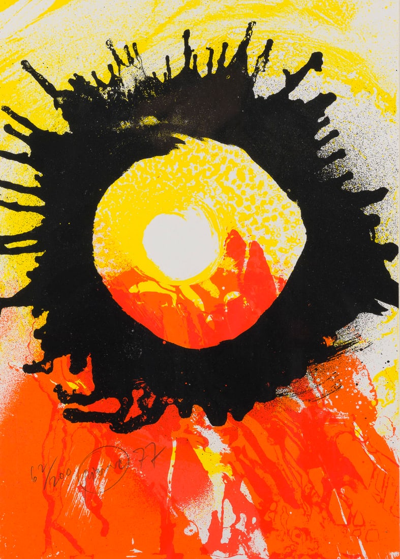 OTTO PIENE | OHNE TITEL (1977): OTTO PIENE 1928 Laasphe - 2014 Berlin UNTITLED (1977) Colour serigraph on light cardboard. Frame dimensions 41 x 31.5 cm. Sheet size 29.4 x 20.8 cm. numbered, signed and dated in pencil at lower left 