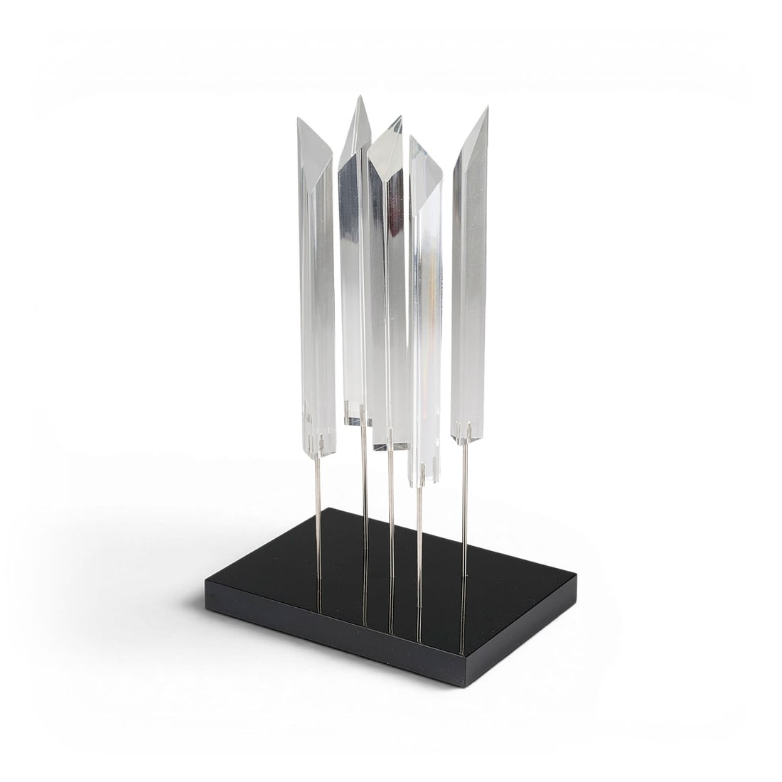 ADOLF LUTHER | 'ENERGETISCHE PLASTIK' (1984): ADOLF LUTHER 1912 Krefeld-Uerdingen - 1990 Krefeld 'ENERGETISCHE PLASTIK (ENERGETIC SCULPTURE)' (1984) Five prisms made of acrylic glass on black-lacquered fibre panel, in original box with accompanyi