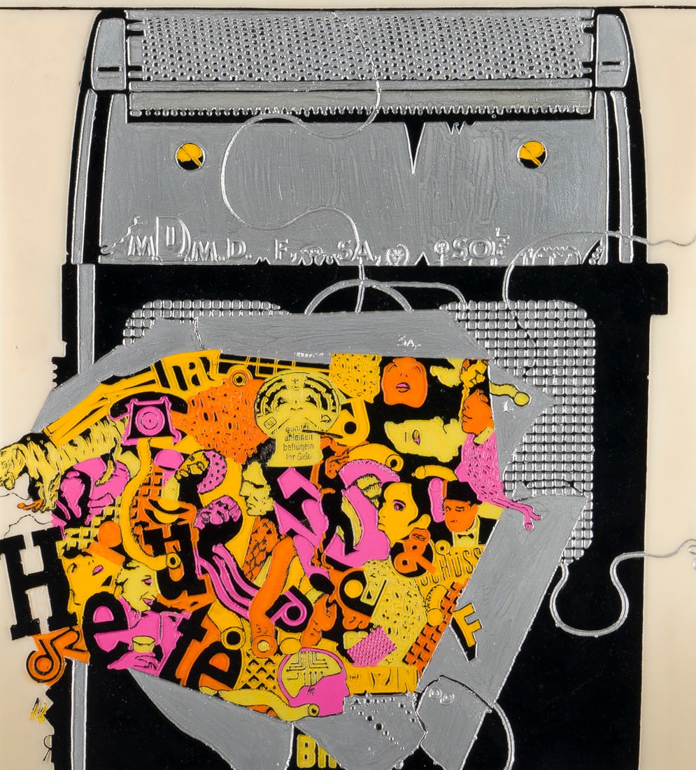 EDMUND KIESELBACH | OHNE TITEL: EDMUND KIESELBACH 1937 Briesen, Pommern - 2006 Bochum UNTITLED Plastic panel, embossed and polychrome painted. 33 x 30 cm. With remnants of two adhesive labels with work resp. artist's details on the 