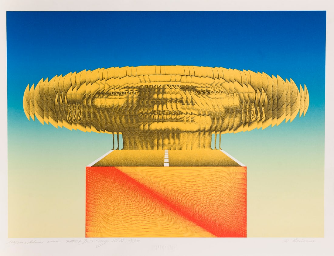 RUDOLF HAUSNER | 'ADAM, WARUM ZITTERST DU?' (1970): RUDOLF HAUSNER 1914 Vienna - 1995 Moedling 'ADAM, WARUM ZITTERST DU? (ADAM, WHY ARE YOU SHAKING?)' (1970) Colour lithograph on wove paper, with parts of watermarks and dry stamp 'euro art'. Sheet size