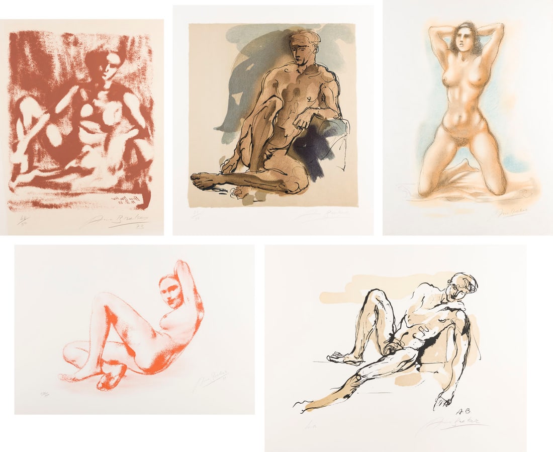 ARNO BREKER | KONVOLUT VON FUENF LITHOGRAFIEN: ARNO BREKER 1900 Elberfeld - 1991 Duesseldorf COLLECTION OF FIVE LITHOGRAPHS Colour lithographs on paper, partially with dry stamp 'GALERIE MARCO'. Sheet sizes 38 x 56.5 - 72.5 x 54 cm. Each signed at