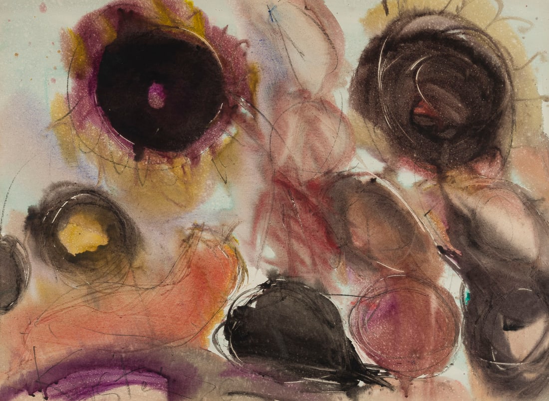 HELMUT SCHMIDT-KIRSTEIN | OHNE TITEL (1976): HELMUT SCHMIDT-KIRSTEIN 1909 Aue - 1985 Dresden UNTITLED (1976) Watercolour von Paper. F 55,5 x 68,5. Visible size 37 x 49,5 cm. Signed and dated lower left. Framed behind glass (unopened).HELMUT SCHM