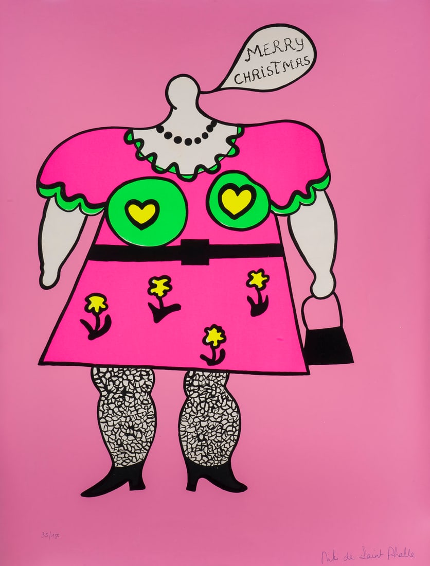 NIKI DE SAINT-PHALLE | 'MERRY CHRISTMAS': NIKI DE SAINT-PHALLE 1930 Neuilly-sur-Seine - 2002 Kalifornien, USA 'MERRY CHRISTMAS' Colour serigraph on paper. Sheet size 79.8 x 59.5 cm. Signed at lower right 'Niki de Saint Phalle' as well as numb