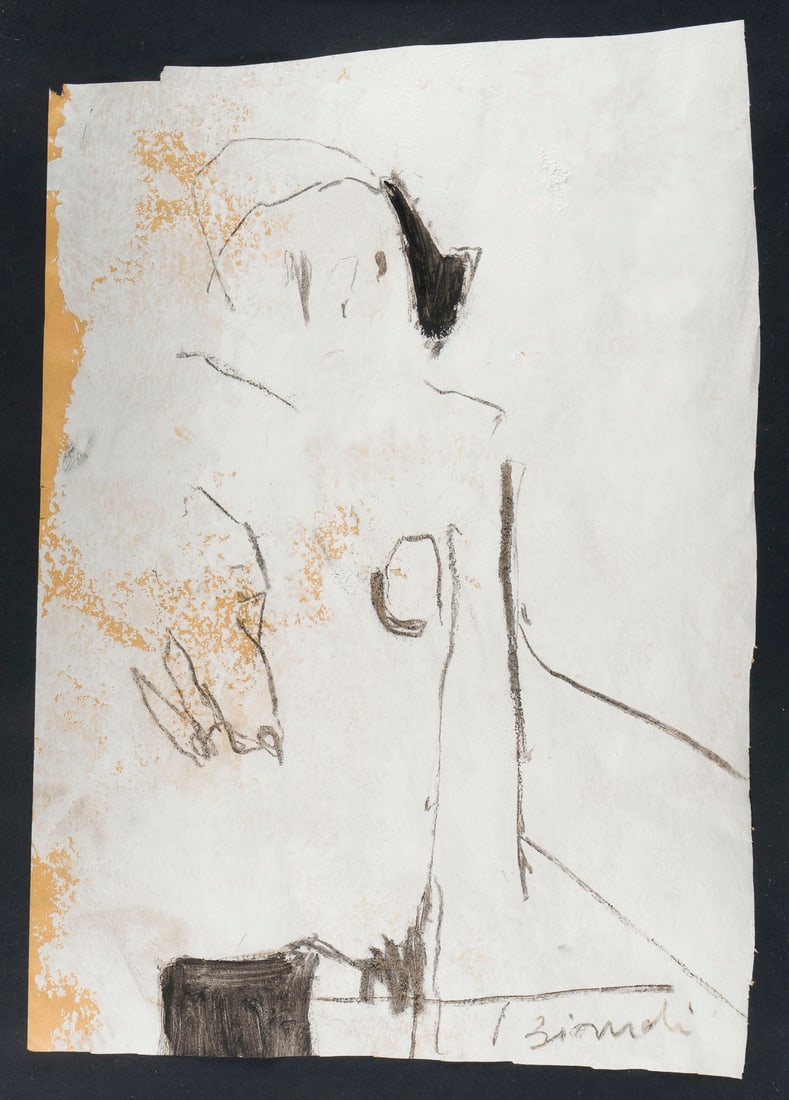 BIONDI | ABSTRAKTER AKT: BIONDI active 2nd half of the 20th c., Italien ABSTRACT NUDE Mixed media on paper. F 52,5 x 37,5 cm, sheet size ca. 44 x 30 cm. Signed lower right. Framed behind glass. Provenance: Private collection 