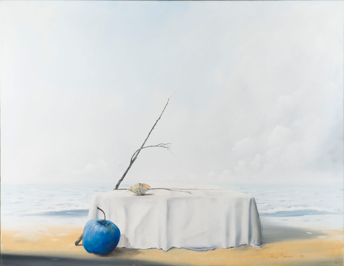 UDO SIEBERER | 'MEERESFRUECHTE II' (1994): UDO SIEBERER 1957 Radstadt, OEsterreich 'MEERESFRUECHTE II (SEAFOOD II)' (1994) Oil on canvas. Frame size 74 x 94 cm. 70 x 90 cm. Verso titled in pencil on frame. Part. min. stained. Framed. Provenanc
