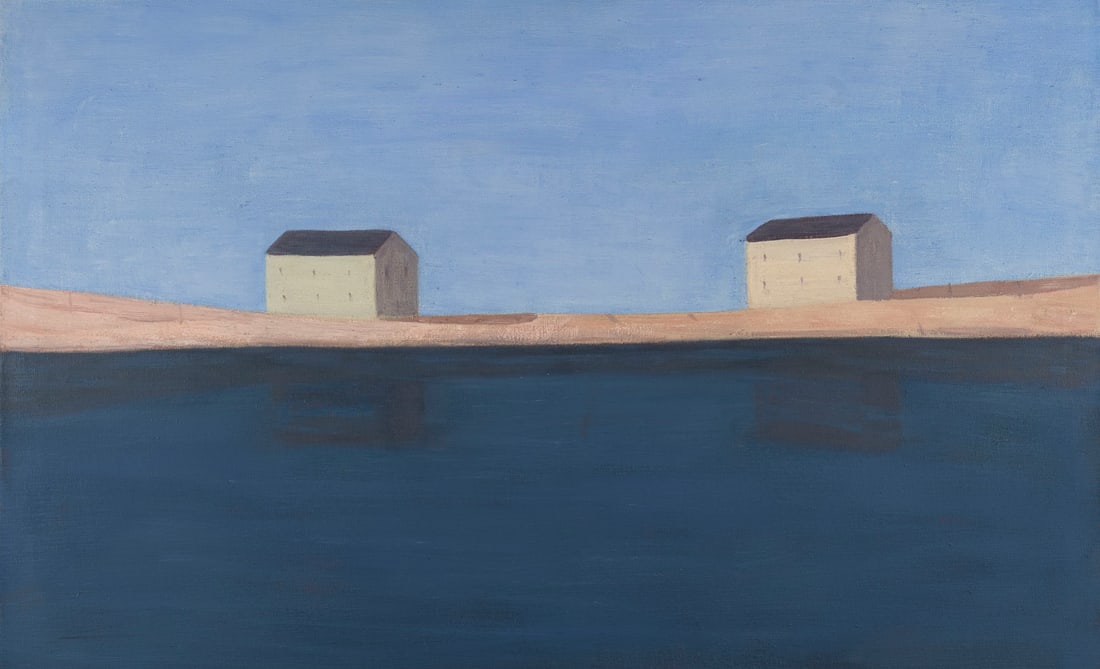 CHRISTOPH DREXLER | 'HAEUSER AM MEER': CHRISTOPH DREXLER 1955 Eichstaett, Upper Bavaria - lives and works in Munich 'HOUSES BY THE SEA' Oil on canvas. F 71 x 111,5 cm. 70 x 110 cm. Signed lower right. Verso: Signed and titled on the back o