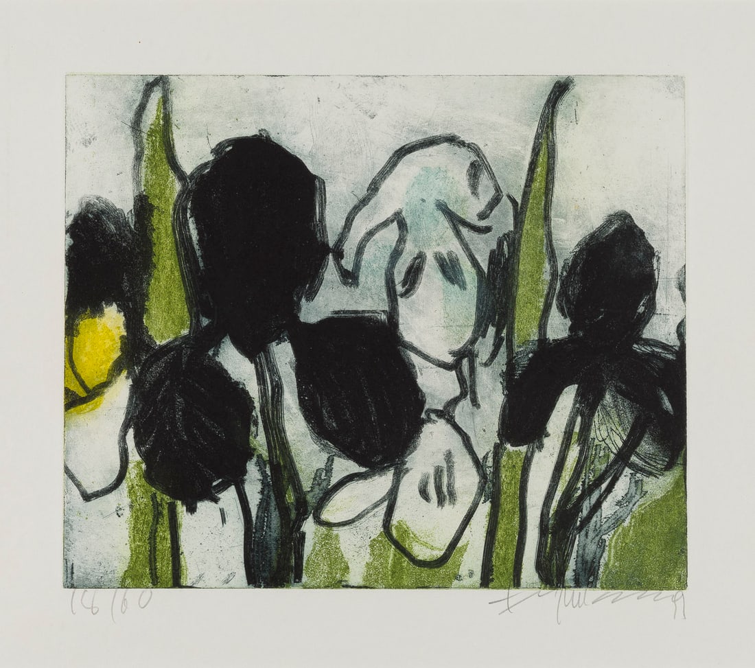 KLAUS FUSSMANN | 'IRIS' (1991): KLAUS FUSSMANN 1938 Velbert 'IRIS' (1991) Etching on laid paper. F 51,5 x 57 cm. Print size 24,5 x 29,7 cm, Visible size 45,5 x 51 cm. Signed and dated in pencil lower right, and num. lower left '18/6
