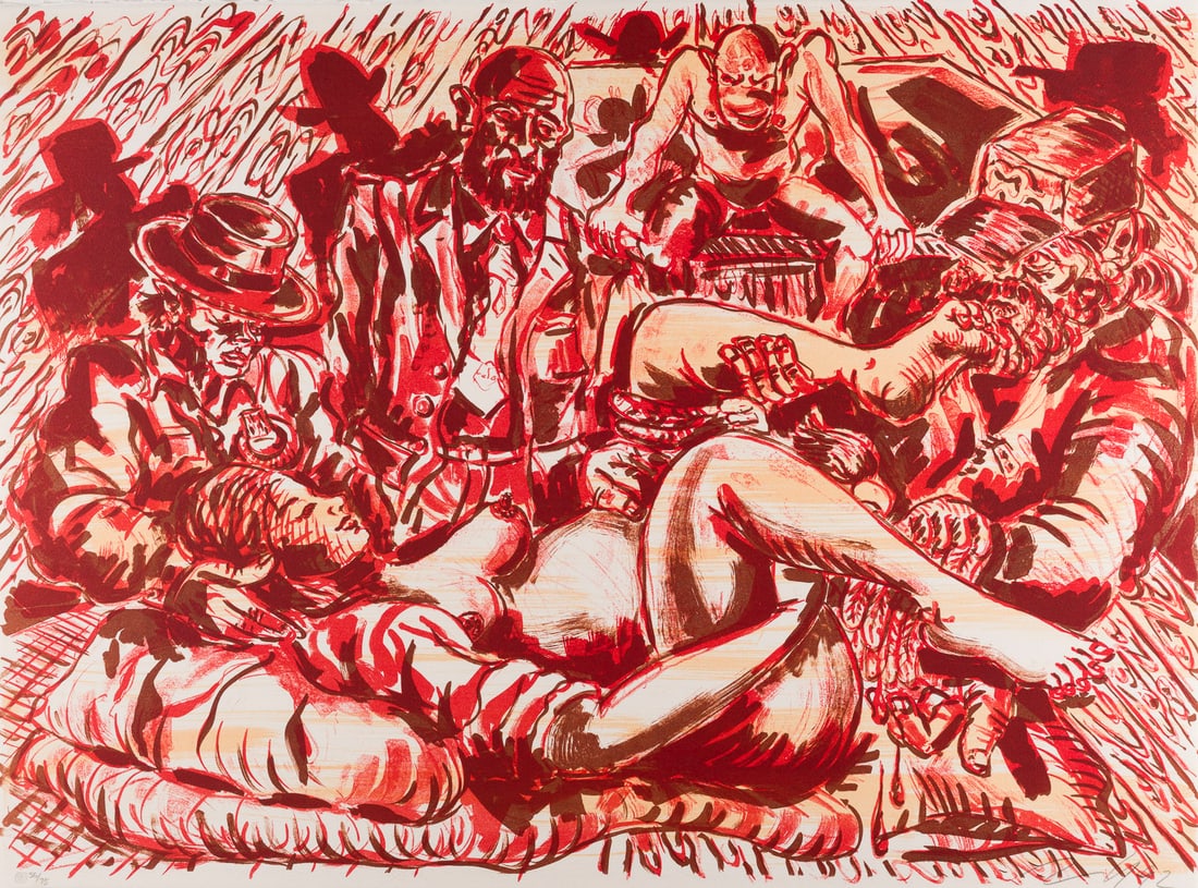 JOERG IMMENDORFF | 'DIE GEBURT DES MALERS' (1992): JOERG IMMENDORFF 1945 Bleckede - 2007 Duesseldorf 'DIE GEBURT DES MALERS (THE BIRTH OF THE PAINTER)' (1992) Colour lithograph on Arches, with watermark. Passe-partout size 77 x 96 cm. Sheet size 56.5 