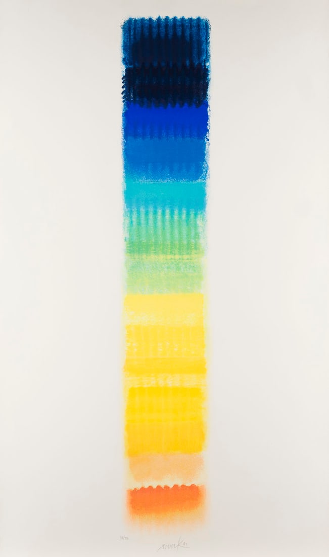 HEINZ MACK | 'EIN SOMMERTAG' (1993): HEINZ MACK 1931 Lollar - lives and works in Moenchengladbach and Ibiza 'EIN SOMMERTAG (A SUMMER DAY)' (1993) Colour serigraph on wove paper. Frame dimensions 105 x 64 cm. Sheet size 100 x 59.5 cm. Sig