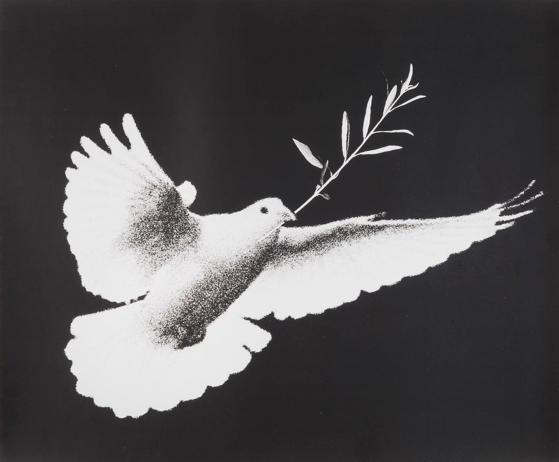 JAN PAUL EVERS | 'WEIssE TAUBE AUF SCHWARZEM GRUND.' (2020): JAN PAUL EVERS 1982 Koeln - lives and works in Cologne 'WEIssE TAUBE AUF SCHWARZEM GRUND. (WHITE DOVE ON BLACK GROUND.' (2020) Silver gelatine print. Frame dimensions 83 x 71 cm. Sheet size 57.7 x 69.