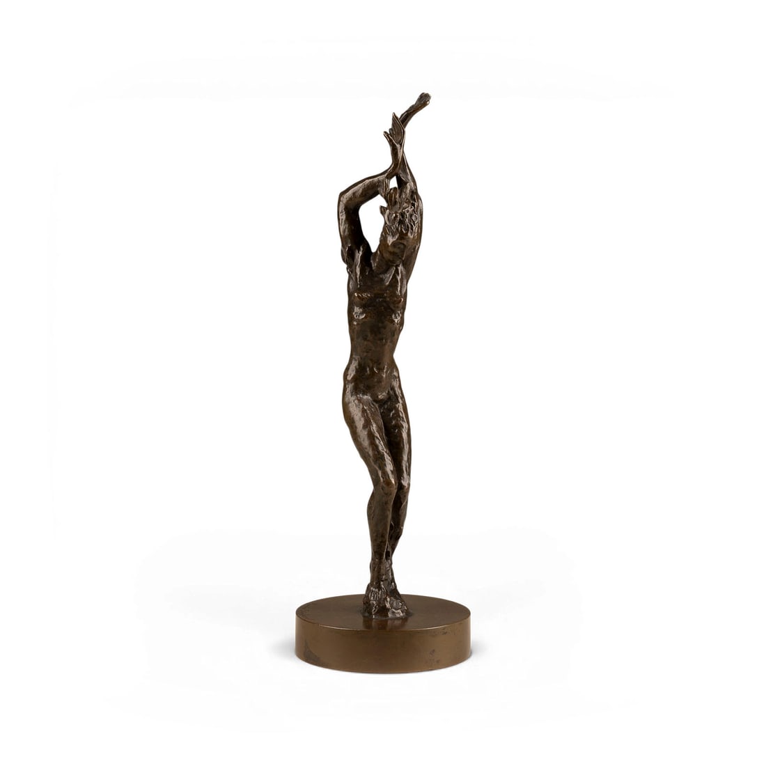 RENEE SINTENIS | 'KLEINE DAPHNE' (1918): RENEE SINTENIS 1888 Glatz/Silesia - 1965 Berlin 'LITTLE DAPHNE' (1918) Bronze, dark brown patinated. Bronze-H 29,7 cm, total-H 32 cm, D-plinth 10 cm, 1,59 kg. Monogram. on the reverse 'RS' and inscr. 